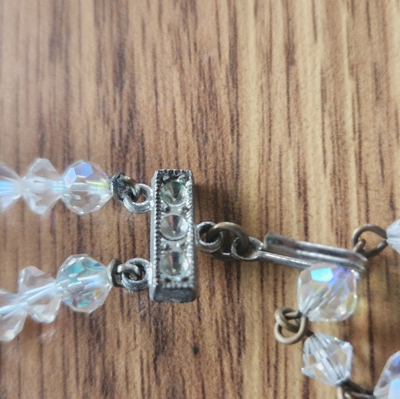 Vintage Double Strand Iridescent Crystal Necklace - Picture 6 of 10